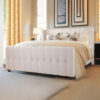 Karnak Diamond Upholstered Velvet Bed – White, Super King: 200 x 200cm