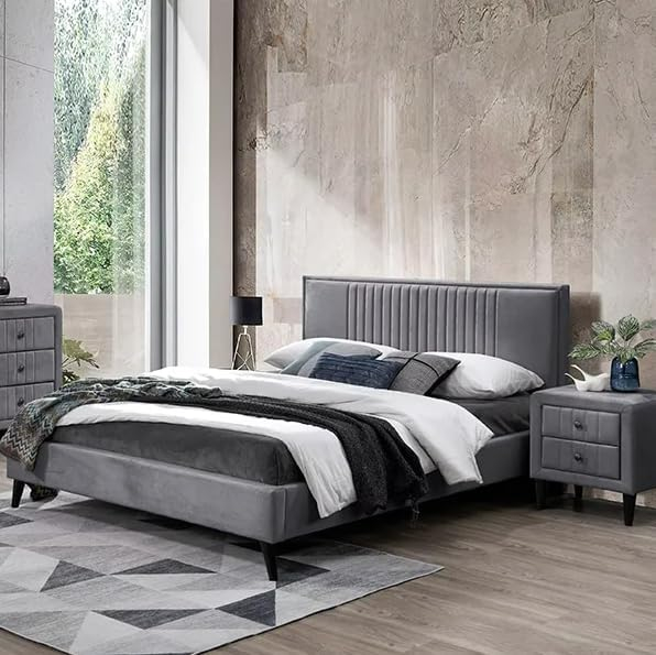 Karnak Farah Upholstered Bed Luxury Modern Bed Frame for Bedroom – Twin: 120 x 200cm…
