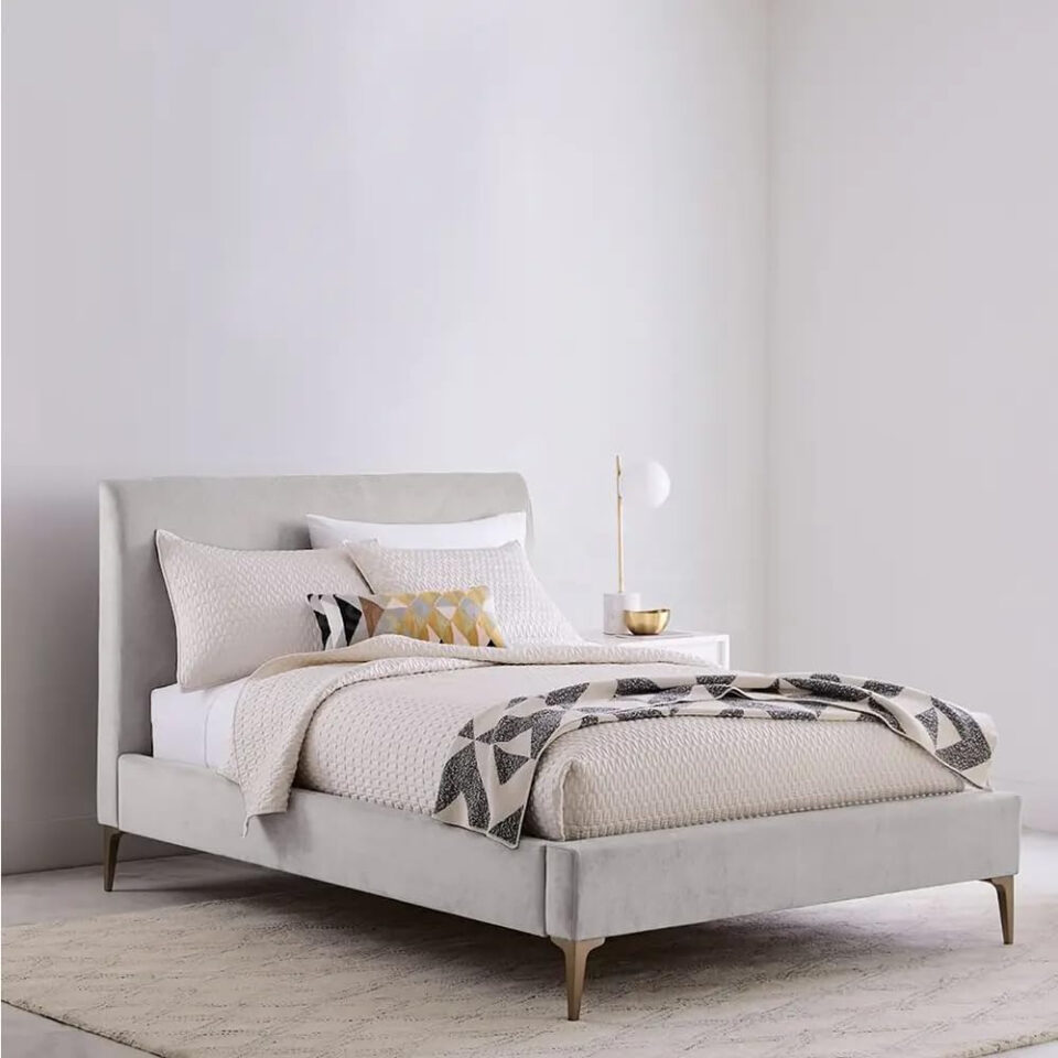 Karnak Garnett Upholstered Velvet Bed – Super King: 200 x 200cm, Grey…