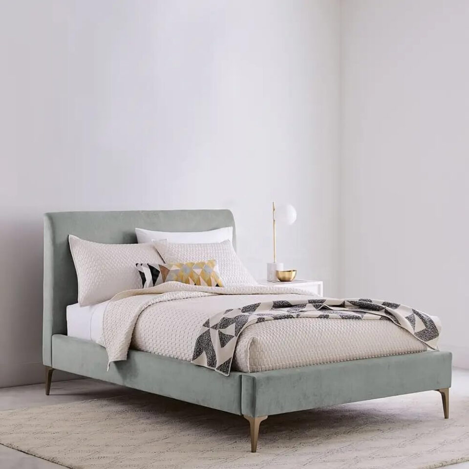 Karnak Garnett Upholstered Velvet Bed – Super King: 200 x 200cm, Green…