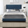 Karnak Magnus Upholstered Linen Bed – Grey, Twin: 120 x 200cm