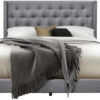 Karnak Magnus Upholstered Linen Bed – Grey, Twin: 120 x 200cm