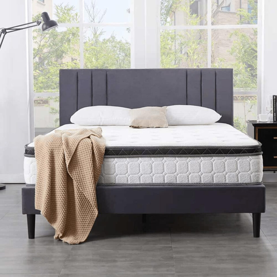 Karnak Linen Upholstered Linen bed – Granite Gray, Super King: 200 x 200cm…