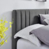 Karnak Linen Upholstered Linen bed – Granite Gray, Super King: 200 x 200cm
