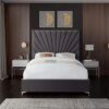 Karnak Zinus Upholstered Velvet Bed – Grey, Twin: 120 x 200cm