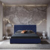 Karnak Syla Upholstered Linen Bed – Dark Slate Green, King: 180 x 200cm