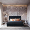 Karnak Syla Upholstered Linen Bed – Dark Slate Green, King: 180 x 200cm