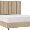 Karnak Crum Upholstered Velvet Bed – Khaki, Twin: 120 x 200cm