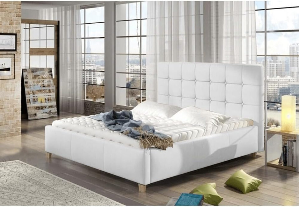 Karnak Finley Tufted Upholstered Velvet Bed – White, Twin: 120 x 200cm…