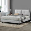 Karnak Estorn Upholstered Velvet Bed – Dark Vanilla, Twin: 120 x 200cm