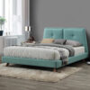 Karnak Estorn Upholstered Velvet Bed – Dark Vanilla, Twin: 120 x 200cm