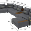Karnak Kristel 7 Seater Sectional Sofa – Dark Grey