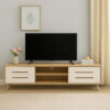 Karnak Modern Wooden TV Table Stand 120CM – 1821 Sonoma Oak & White Finish, Entertainment Unit with Drawers, Open Shelves & Cable Hole, Media Console for Living Room or Bedroom