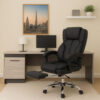 Karnak Ergonomic Executive Office Chair with Footrest – High Back PU Leather Computer Chair, Reclining Swivel Chair with Lumbar Support & Adjustable Armrests for Home Office, Desk, Gaming – Black R817