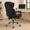 Karnak Ergonomic Executive Office Chair with Footrest – High Back PU Leather Computer Chair, Reclining Swivel Chair with Lumbar Support & Adjustable Armrests for Home Office, Desk, Gaming – Black R817
