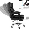 Karnak Executive Office Gaming Chair PU Leather 360° Swivel, Diamond Pattern Stitching High Back With Tilt Lock Mechanism, Soft Foam & Well Padded Backrest With Lumbar Support Color (Black)