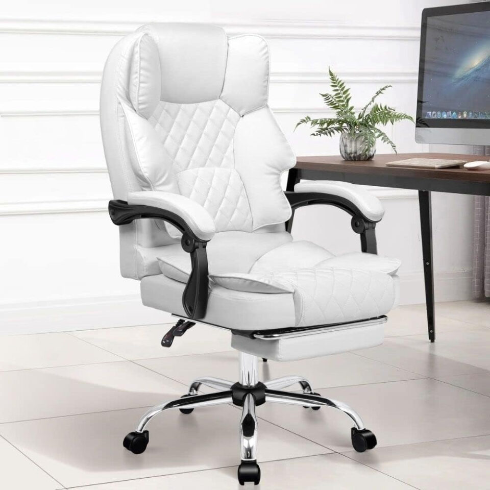Karnak Executive Office Gaming Chair PU Leather 360° Swivel, Diamond Pattern Stitching High Back Wi…