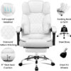 Karnak Executive Office Gaming Chair PU Leather 360° Swivel, Diamond Pattern Stitching High Back With Tilt Lock Mechanism, Soft Foam & Well Padded Backrest With Lumbar Support Color (White)