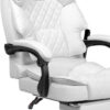 Karnak Executive Office Gaming Chair PU Leather 360° Swivel, Diamond Pattern Stitching High Back With Tilt Lock Mechanism, Soft Foam & Well Padded Backrest With Lumbar Support Color (White)