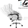 Karnak Executive Office Gaming Chair PU Leather 360° Swivel, Diamond Pattern Stitching High Back With Tilt Lock Mechanism, Soft Foam & Well Padded Backrest With Lumbar Support Color (White)