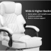 Karnak Executive Office Gaming Chair PU Leather 360° Swivel, Diamond Pattern Stitching High Back With Tilt Lock Mechanism, Soft Foam & Well Padded Backrest With Lumbar Support Color (White)