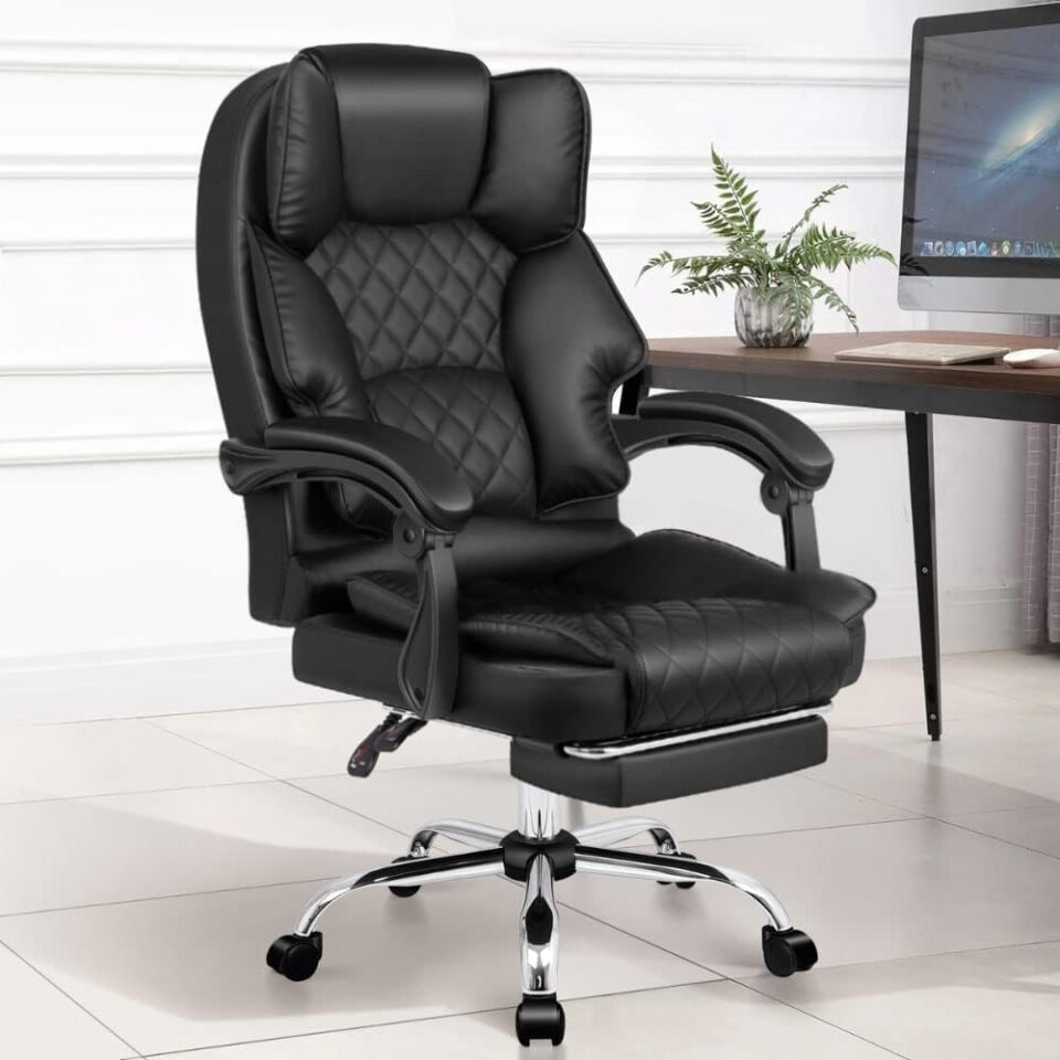 Karnak Executive Office Gaming Chair PU Leather 360° Swivel, Diamond Pattern Stitching High Back Wi…
