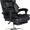 Karnak Executive Office Gaming Chair PU Leather 360° Swivel Desk Chair, High Back & Adjustable Height Computer Table Chair, Soft Foam Gaming Study Chair Lumbar Support with Footrest (Black)