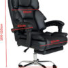 Karnak Executive Office Gaming Chair PU Leather 360° Swivel Desk Chair, High Back & Adjustable Height Computer Table Chair, Soft Foam Gaming Study Chair Lumbar Support with Footrest (Black)