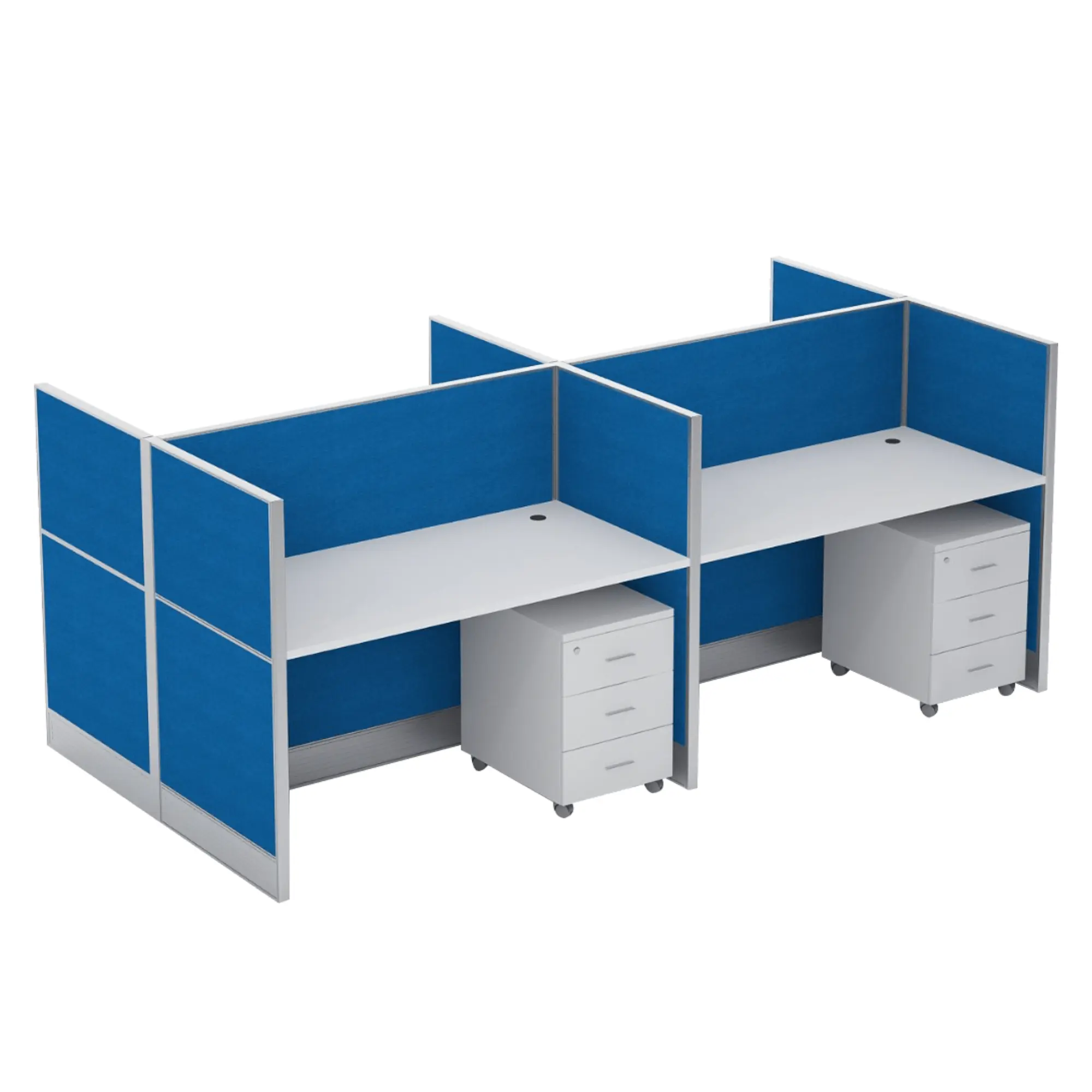 Dela Series Face To Face Workstation Cluster Of 4 W/ Partition