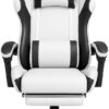 Ergonomic Gaming Chair with Footrest – High Back Recliner Office Chair with Lumbar Support & Headrest Pillow, Adjustable Swivel Rolling Chair
