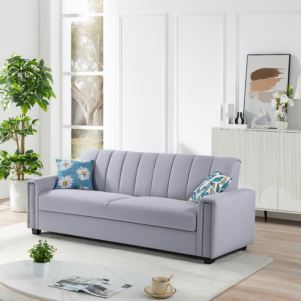 ALBA V2 Sofa Cum Bed | Modern Convertible Sleeping Fabric Couch | 3 seater sofa bed I Multipurpose S…