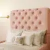 Blush Velvet Tufted Panel Bed