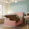 Blush Velvet Tufted Panel Bed