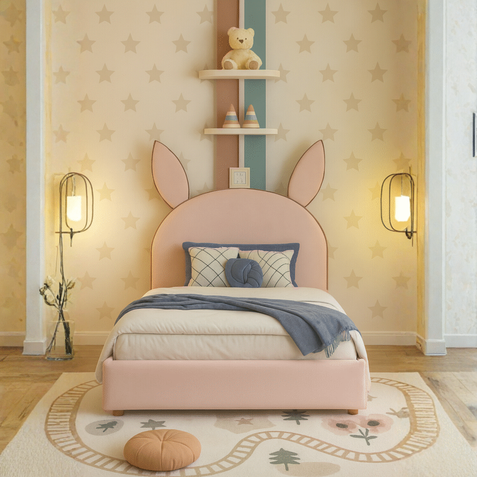 Bunny-Ear Headboard Kids Bed – UAE…
