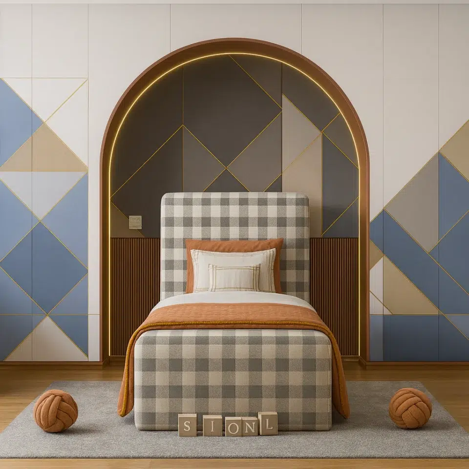 Checkered kids Bed