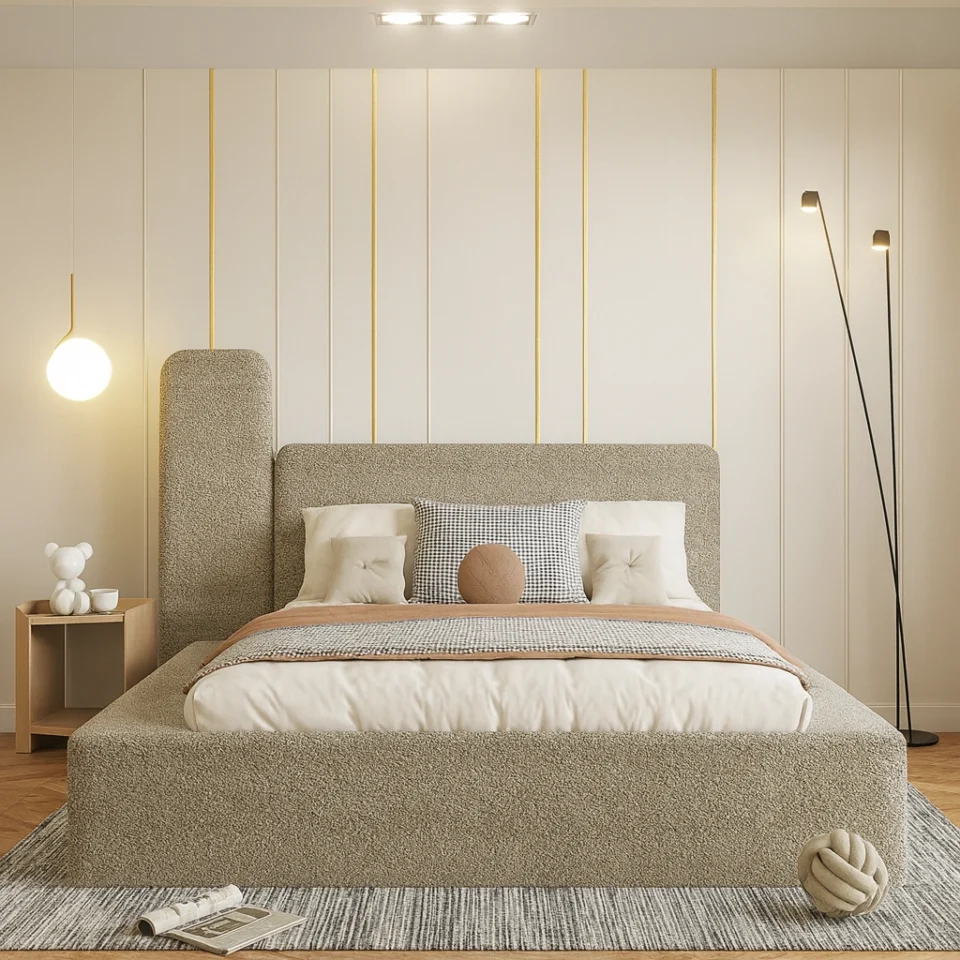 Scandi Bouclé Bed Frame
