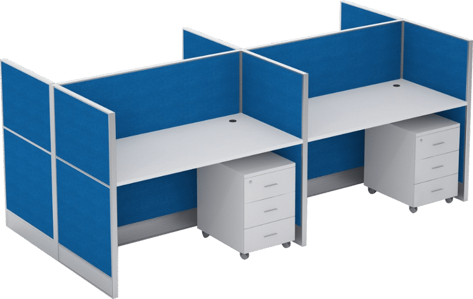 Dela Series Face To Face Workstation Cluster Of 4 W/ Partition…