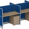 Dela Series Face To Face Workstation Cluster Of 4 W/ Partition