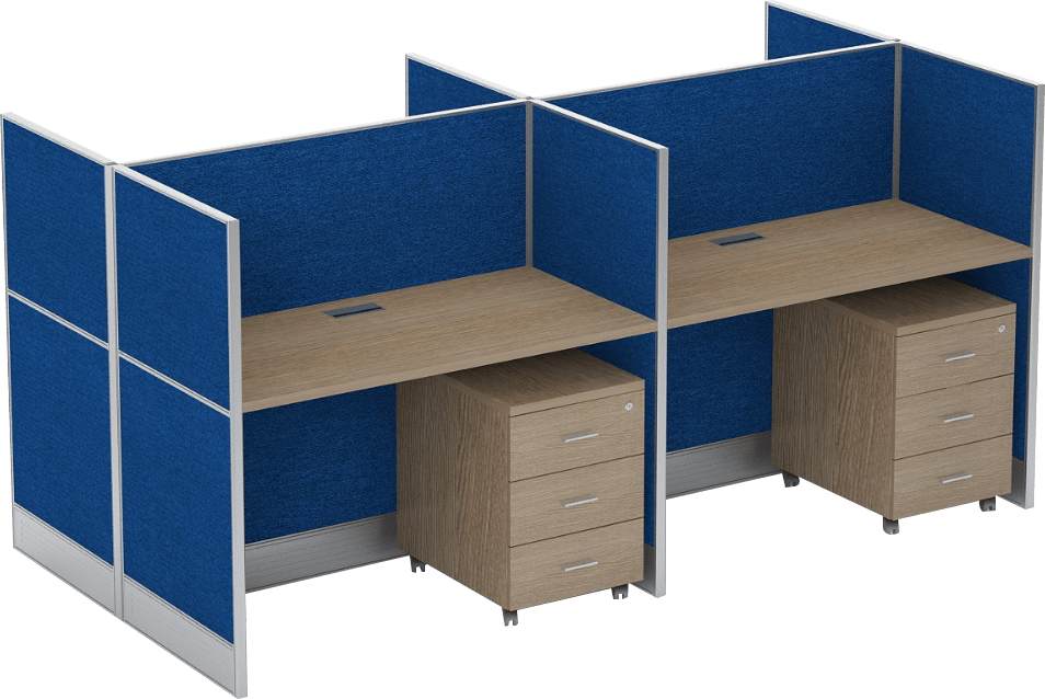 Dela Series Face To Face Workstation Cluster Of 4 W/ Partition…