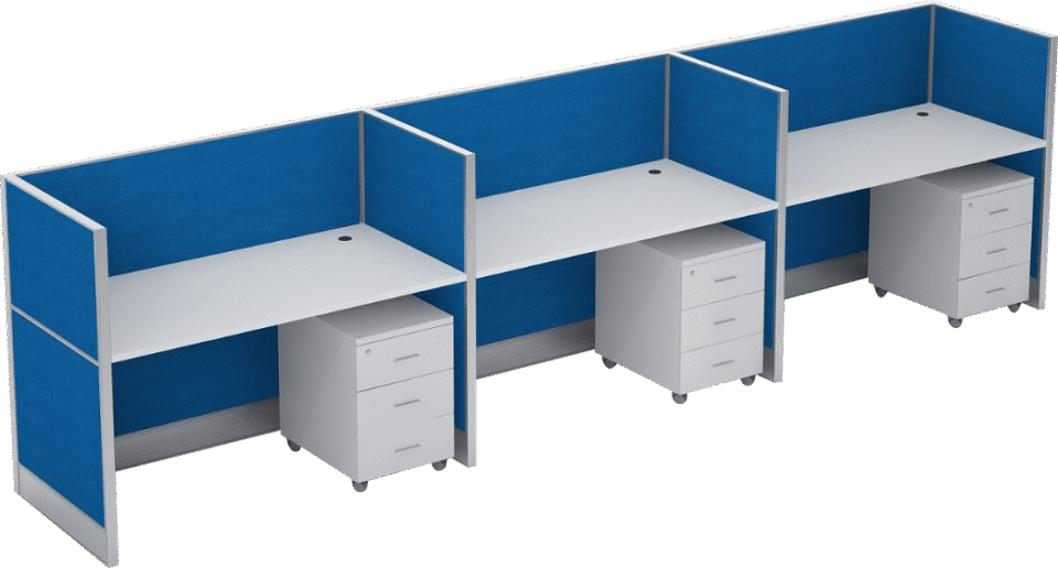 Dela Series In-line Workstation Cluster Of 3 W/ Partition…