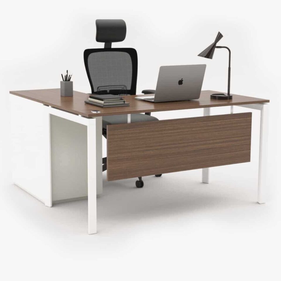 Novaz L-Shape Executive Desk with Built-In Storage…