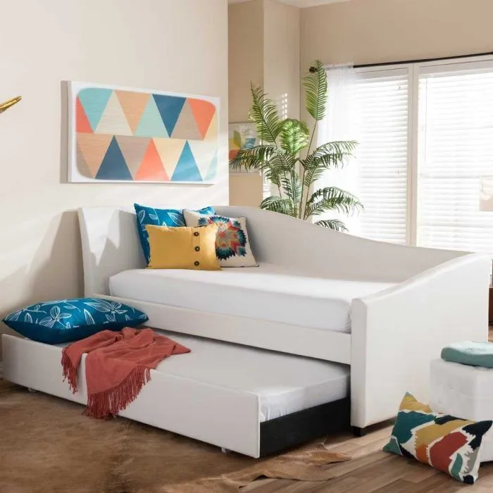 FENLOR Contemporary Faux Leather Daybed with Trundle