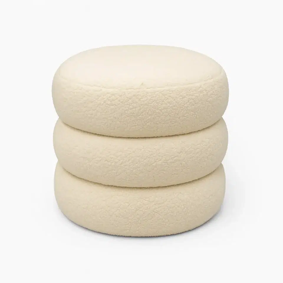 Karnak Bongo Pouf | White Bouclé Accent Seat
