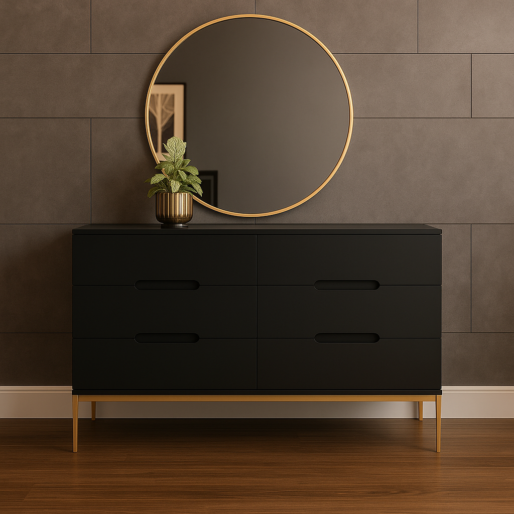 Luxury Lagoon 5-Piece Black & Gold Bedroom Set