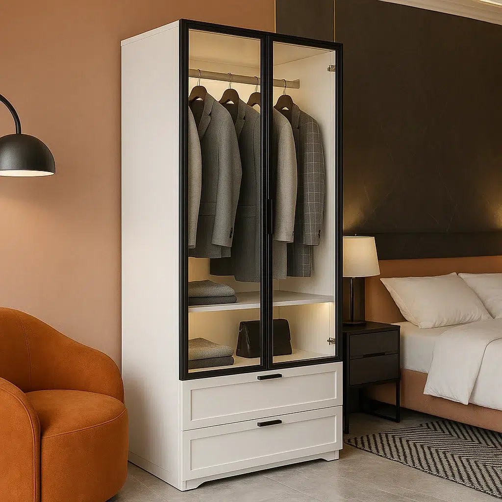 Modern Wardrobe with Glass Doors