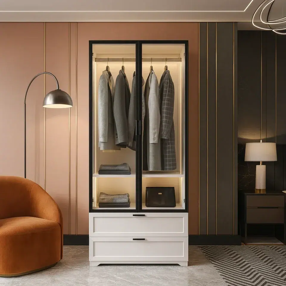 Modern Wardrobe with Glass Doors…