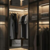 Luxury Corner Glass Door Wardrobe with LED Lighting