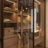 Luxury Glass Door Wardrobe with LED Lighting & Multiple Storage Sections