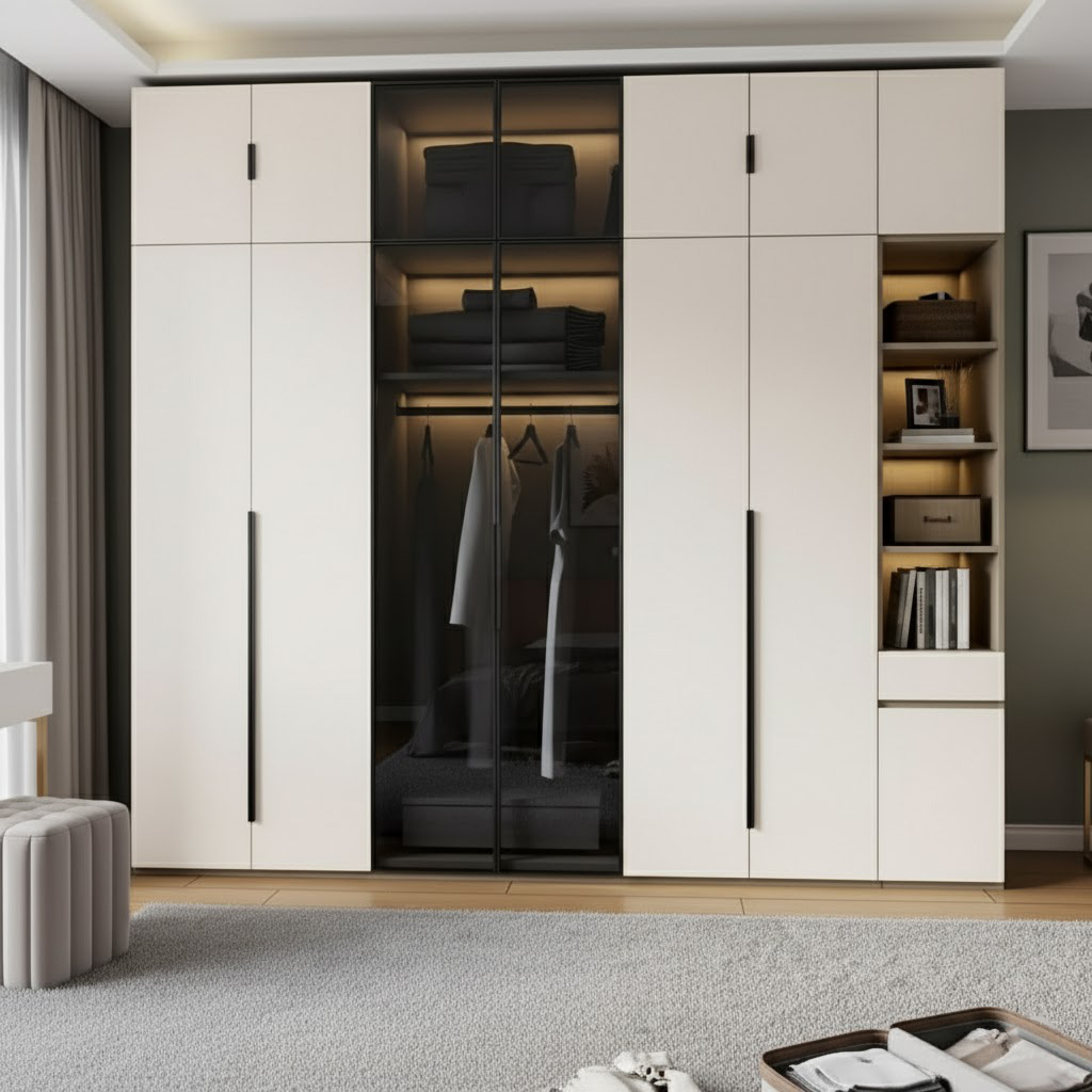 Modern Modular Wardrobe with Shelves & Full Storage System