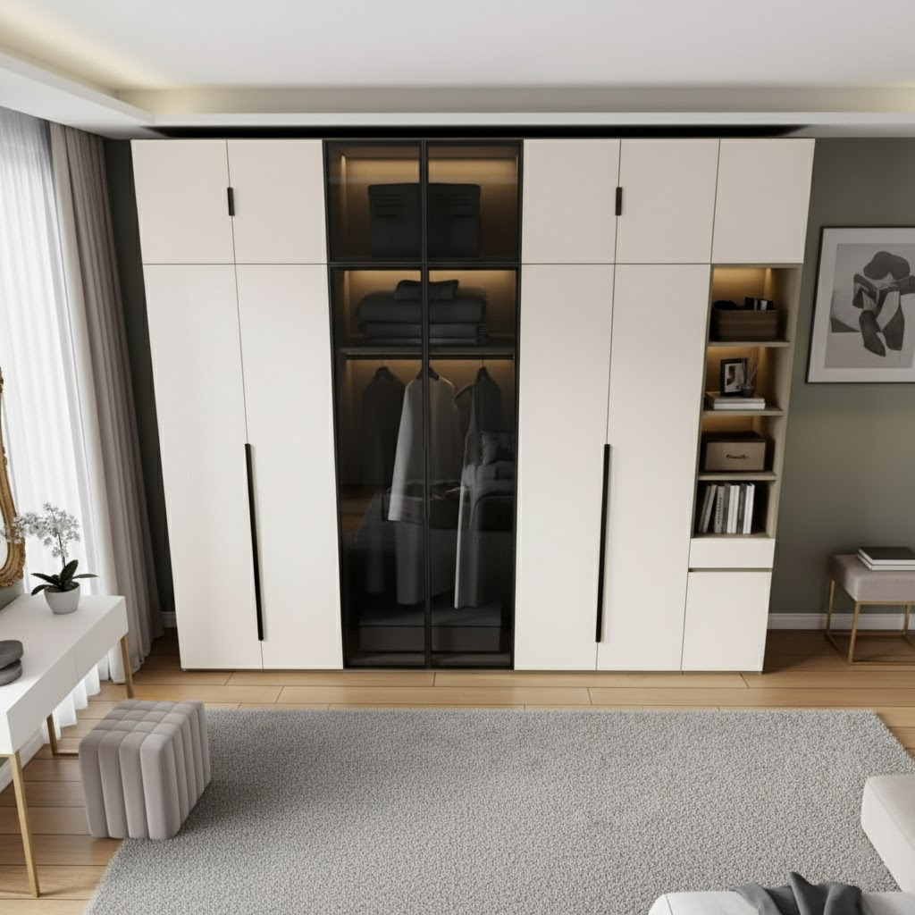 Modern Modular Wardrobe with Shelves & Full Storage System